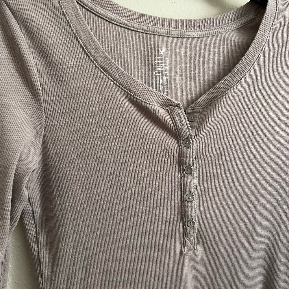 AEO Ribbed Long Line 3/4 Tee - Picture 2 of 6